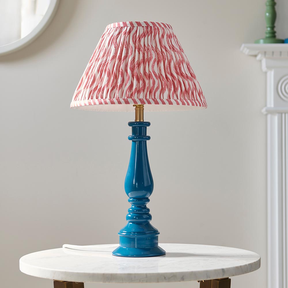 Gloss Blue Myrtle & Ripple 30cm Coral pink shade - Comet Lighting