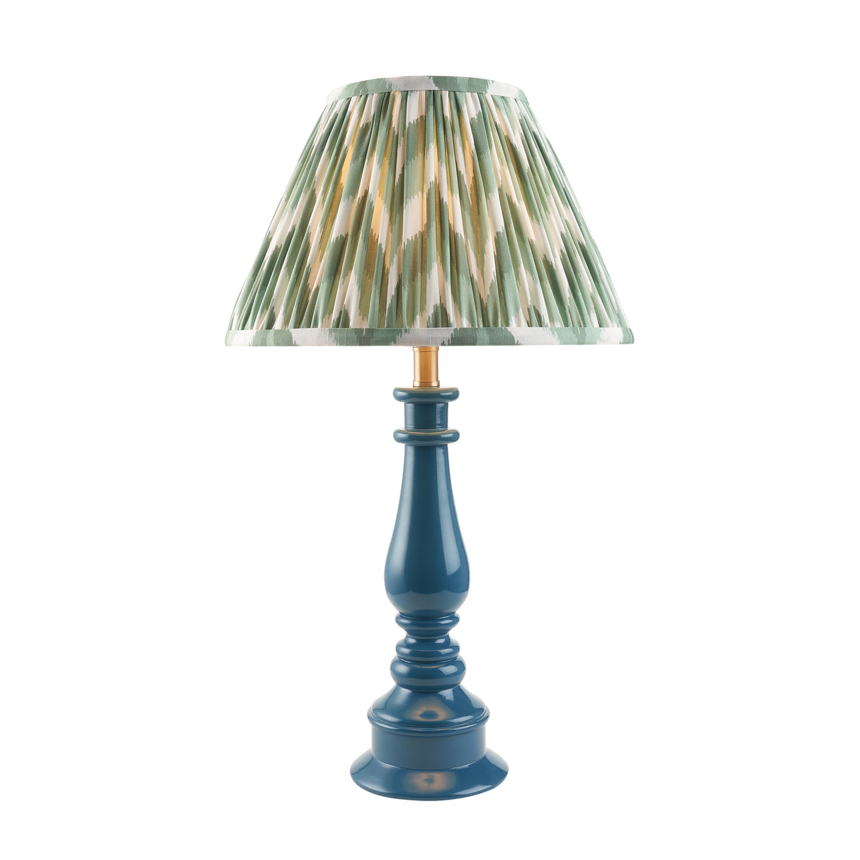 Gloss Blue Myrtle & Zigzag 30cm Cotswold green shade - Comet Lighting