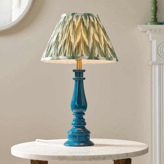 Gloss Blue Myrtle & Zigzag 30cm Cotswold green shade - Comet Lighting