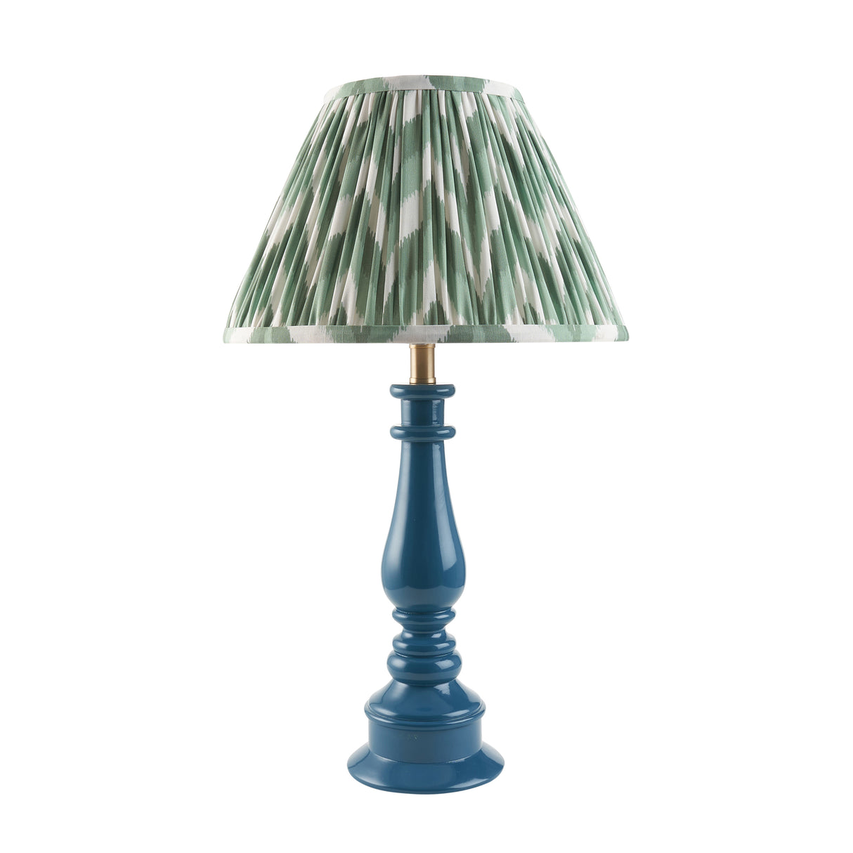 Gloss Blue Myrtle & Zigzag 30cm Cotswold green shade - Comet Lighting