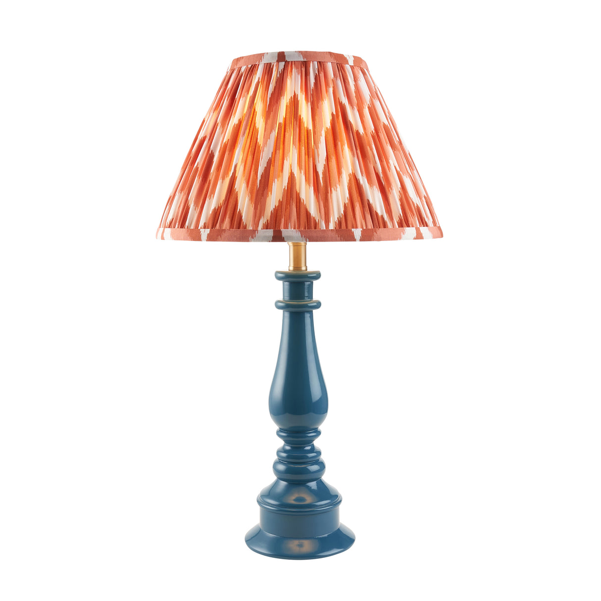 Gloss Blue Myrtle & Zigzag 30cm Apricot orange shade - Comet Lighting