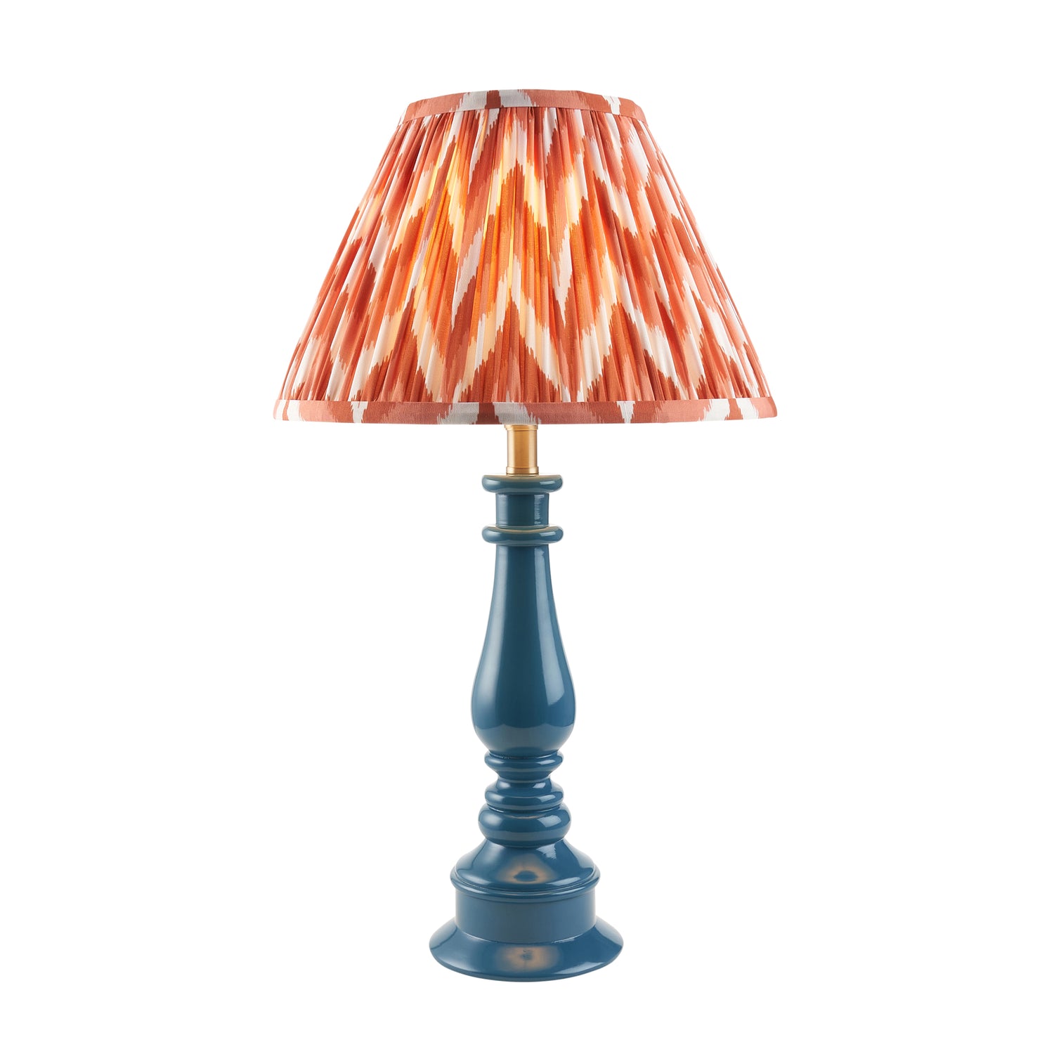 Gloss Blue Myrtle & Zigzag 30cm Apricot orange shade - Comet Lighting