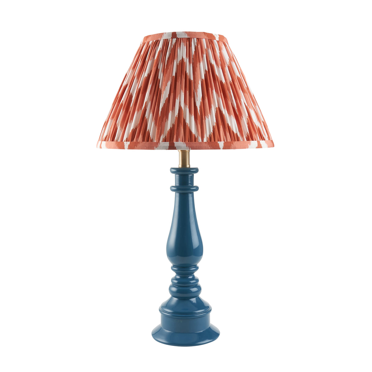 Gloss Blue Myrtle & Zigzag 30cm Apricot orange shade - Comet Lighting