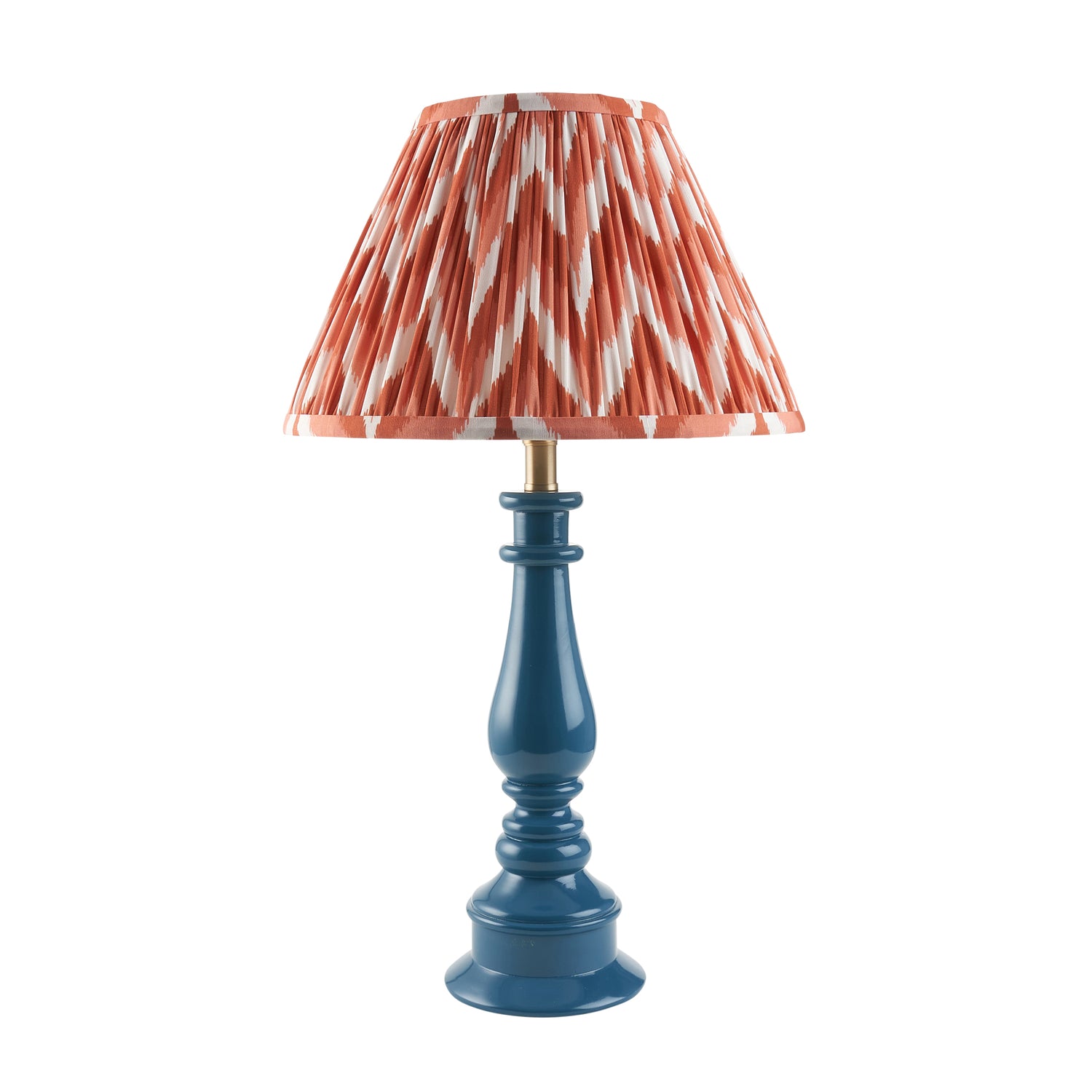 Gloss Blue Myrtle & Zigzag 30cm Apricot orange shade - Comet Lighting