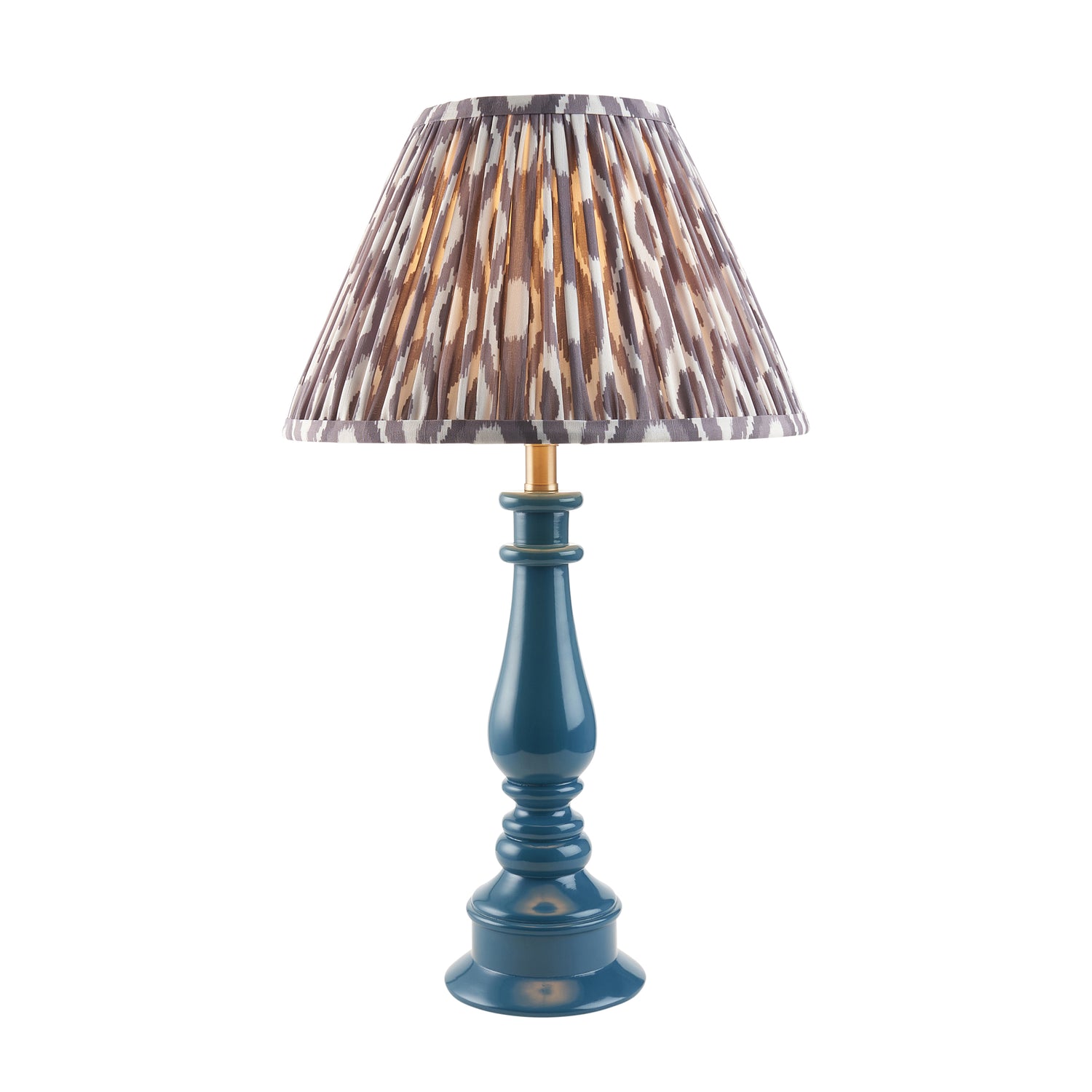 Gloss Blue Myrtle & Ikat 30cm Pearl grey shade - Comet Lighting