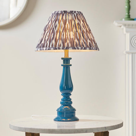 Gloss Blue Myrtle & Ikat 30cm Pearl grey shade - Comet Lighting