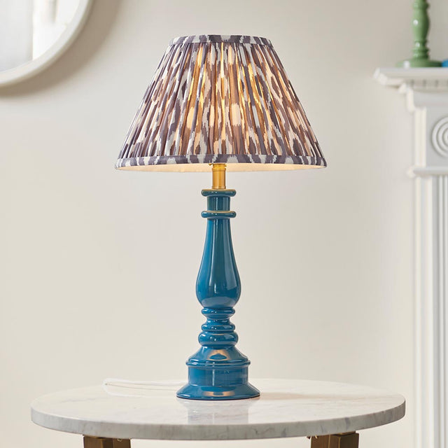 Gloss Blue Myrtle & Ikat 30cm Pearl grey shade - Comet Lighting