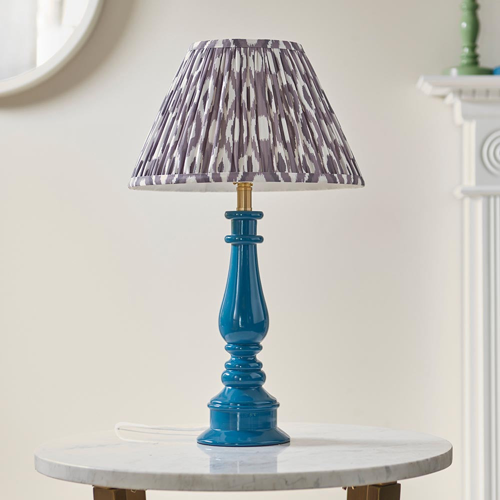 Gloss Blue Myrtle & Ikat 30cm Pearl grey shade - Comet Lighting