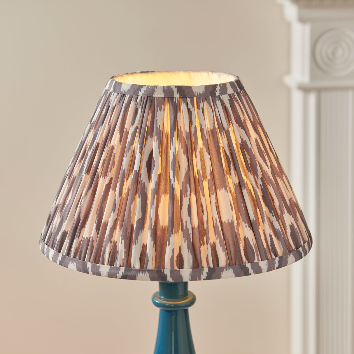 Gloss Blue Myrtle & Ikat 30cm Pearl grey shade - Comet Lighting