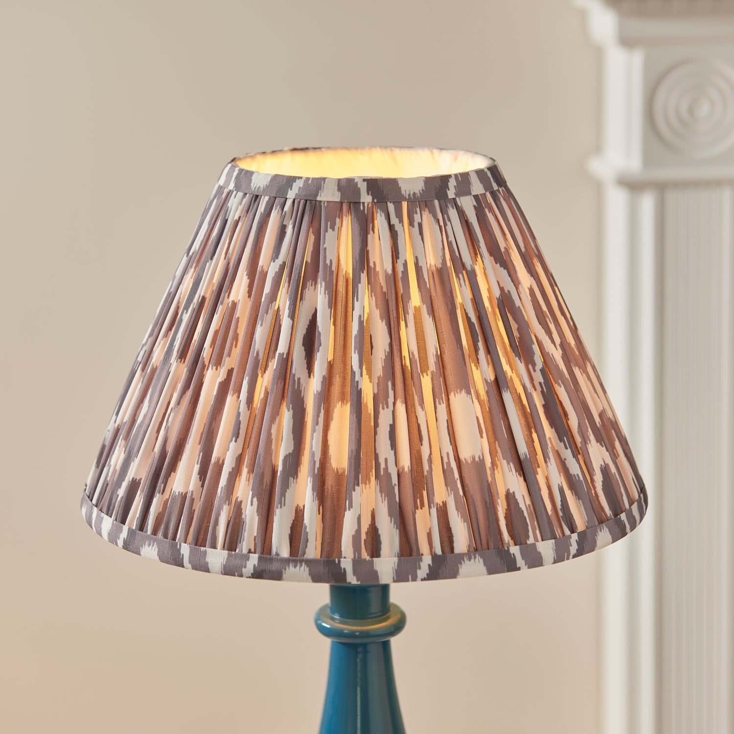 Gloss Blue Myrtle & Ikat 30cm Pearl grey shade - Comet Lighting