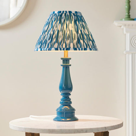 Gloss Blue Myrtle & Ikat 30cm Marlin blue shade - Comet Lighting