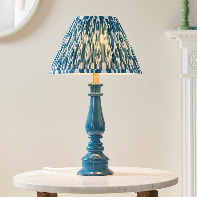 Gloss Blue Myrtle & Ikat 30cm Marlin blue shade - Comet Lighting