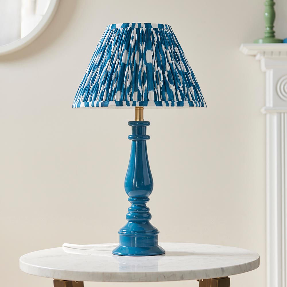 Gloss Blue Myrtle & Ikat 30cm Marlin blue shade - Comet Lighting