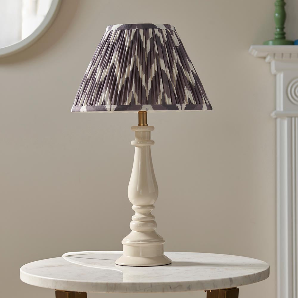 Gloss White Myrtle & Zigzag 30cm Pearl grey shade - Comet Lighting