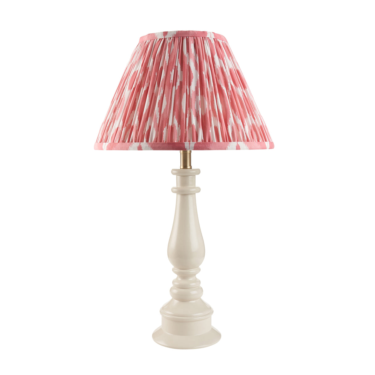 Gloss White Myrtle & Ikat 30cm Coral pink shade - Comet Lighting