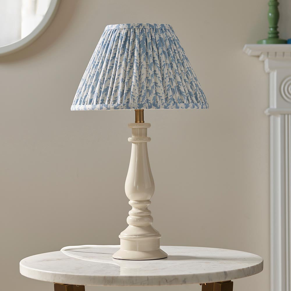 Gloss White Myrtle & Leaf 30cm Shell bay blue shade - Comet Lighting
