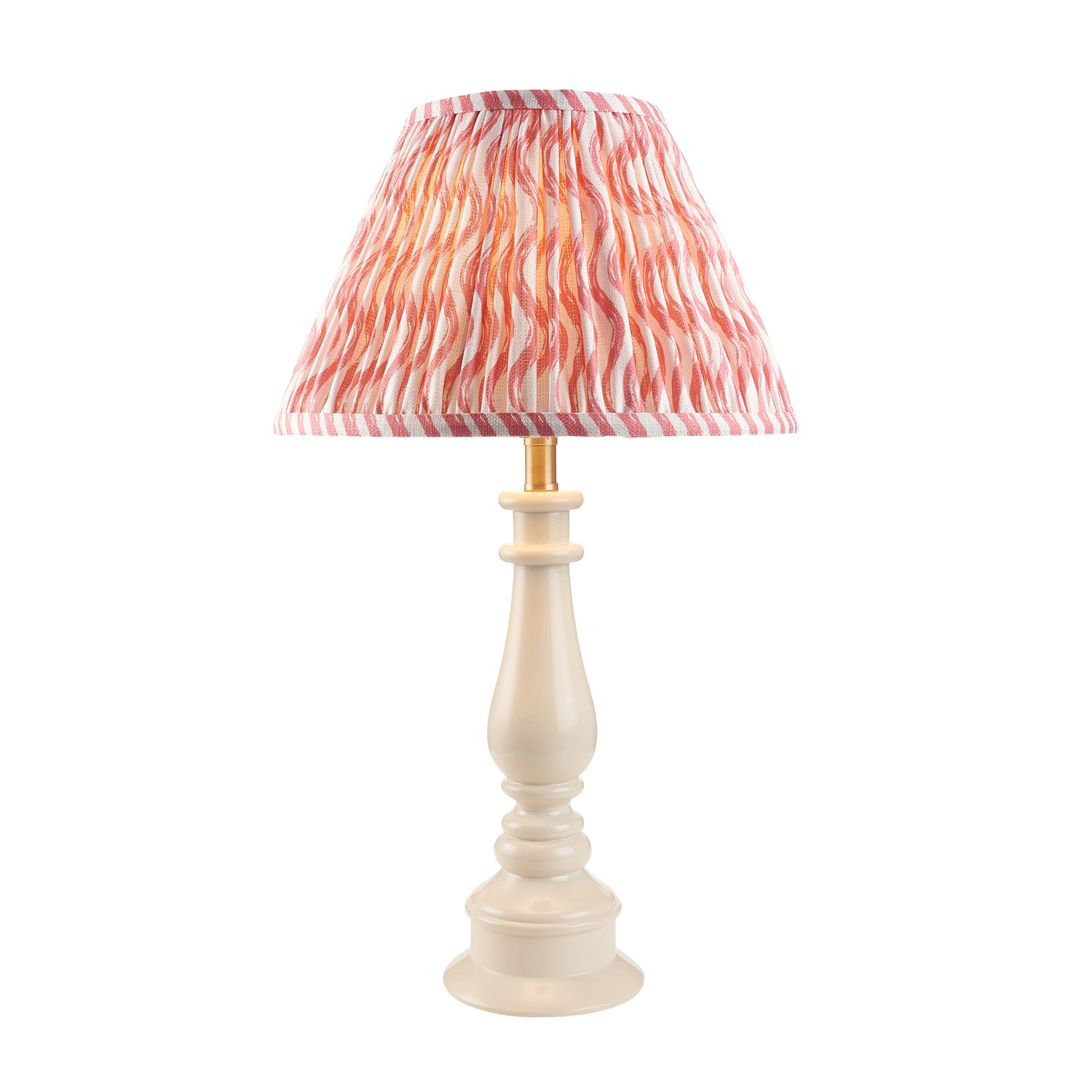 Gloss White Myrtle & Ripple 30cm Coral pink shade - Comet Lighting