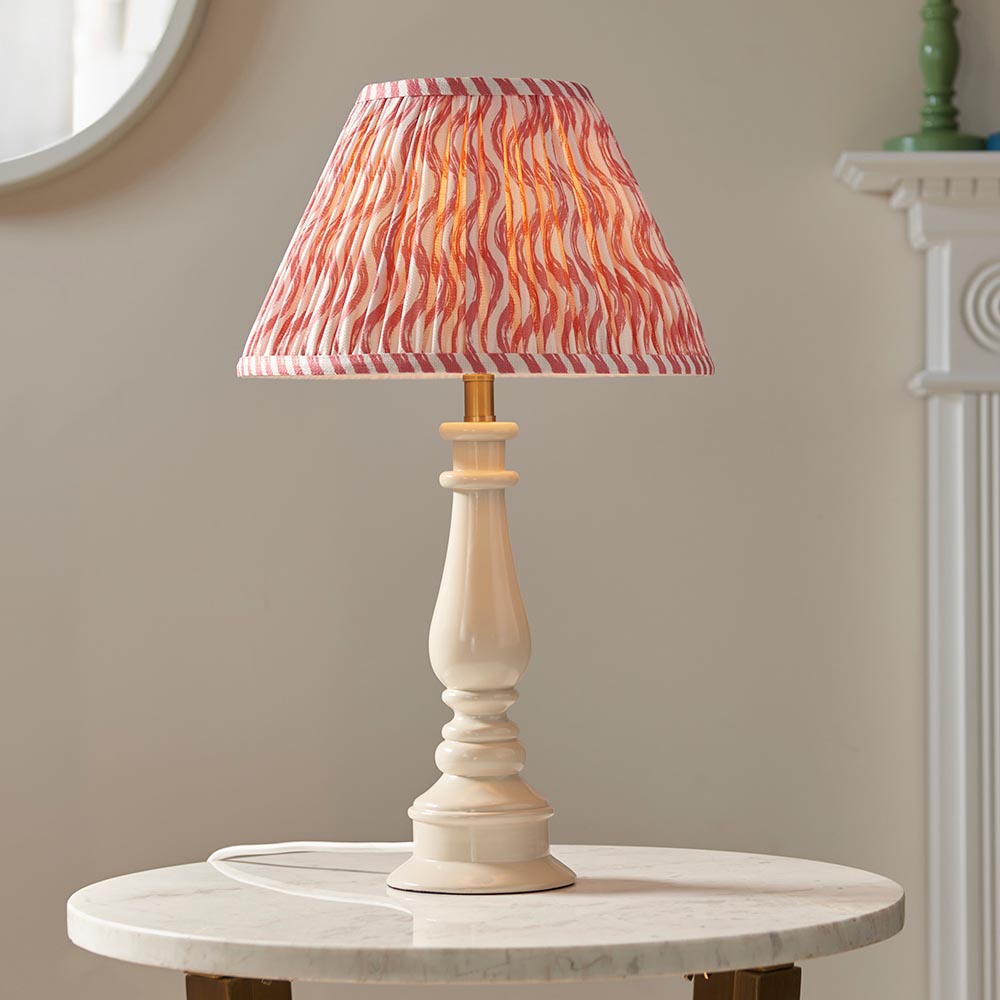 Gloss White Myrtle & Ripple 30cm Coral pink shade - Comet Lighting