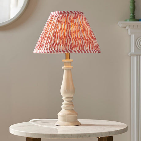 Gloss White Myrtle & Ripple 30cm Coral pink shade - Comet Lighting