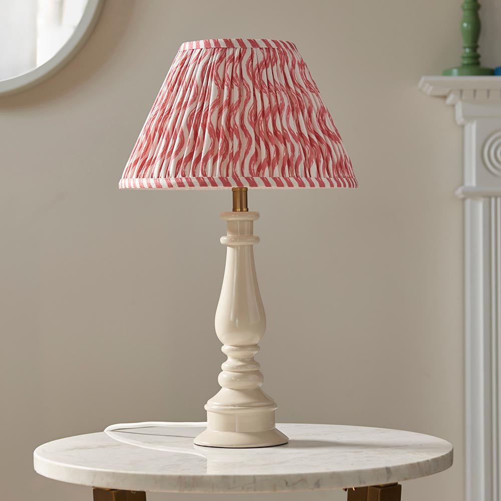 Gloss White Myrtle & Ripple 30cm Coral pink shade - Comet Lighting