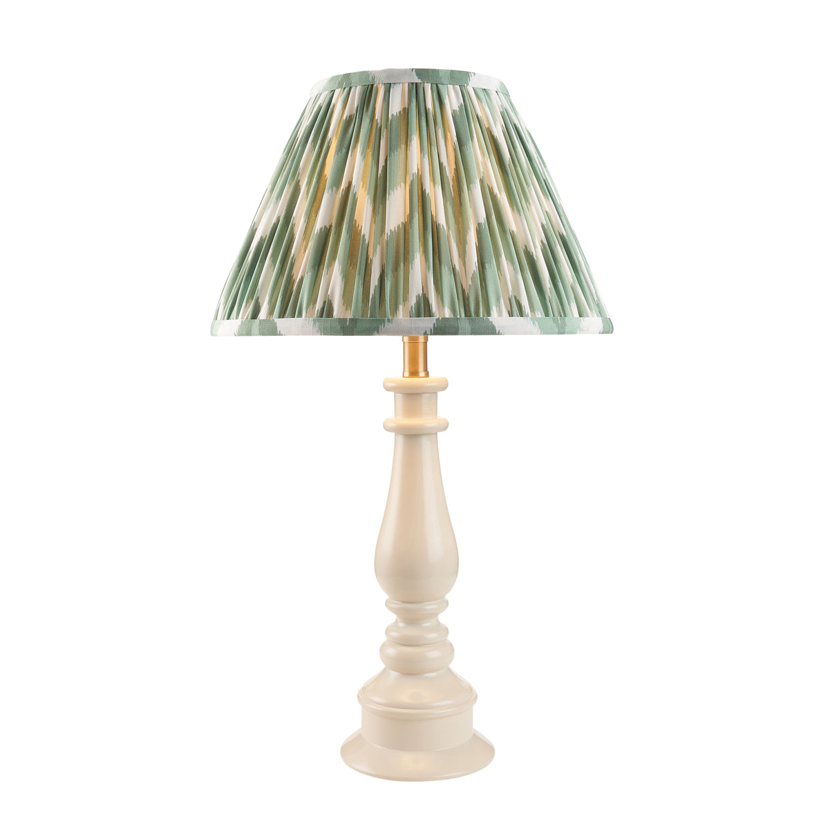 Gloss White Myrtle & Zigzag 30cm Cotswold green shade - Comet Lighting