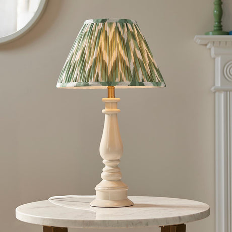 Gloss White Myrtle & Zigzag 30cm Cotswold green shade - Comet Lighting