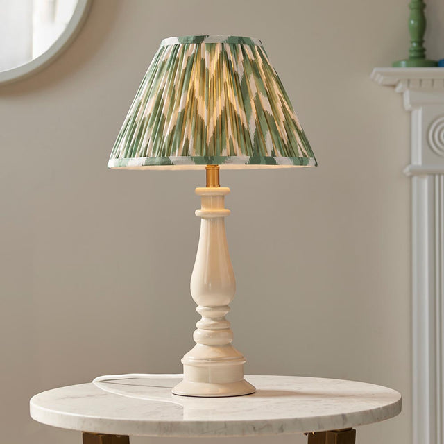 Gloss White Myrtle & Zigzag 30cm Cotswold green shade - Comet Lighting