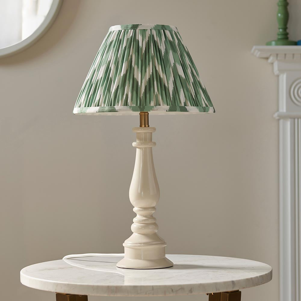 Gloss White Myrtle & Zigzag 30cm Cotswold green shade - Comet Lighting