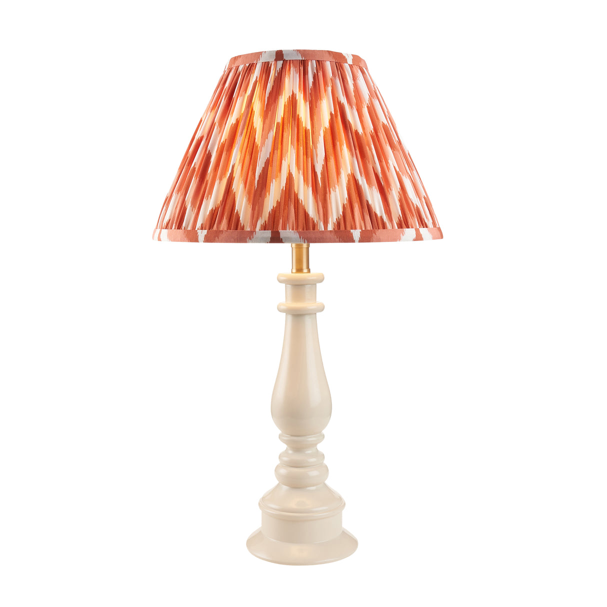 Gloss White Myrtle & Zigzag 30cm Apricot orange shade - Comet Lighting
