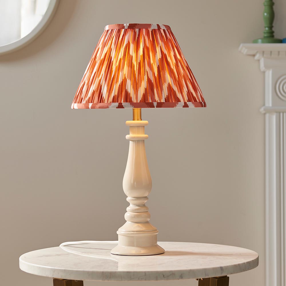 Gloss White Myrtle & Zigzag 30cm Apricot orange shade - Comet Lighting