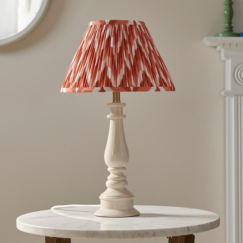 Gloss White Myrtle & Zigzag 30cm Apricot orange shade - Comet Lighting