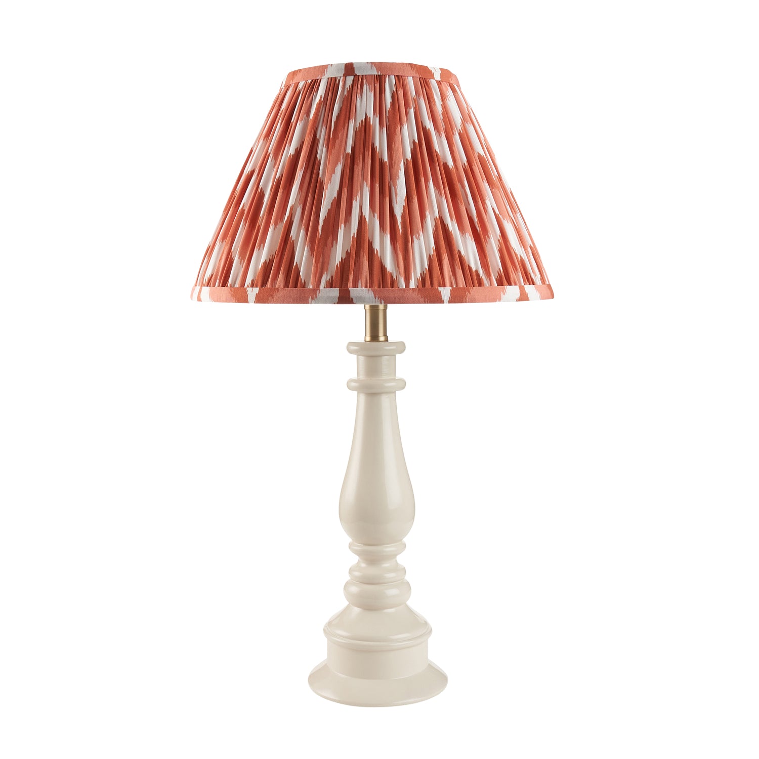 Gloss White Myrtle & Zigzag 30cm Apricot orange shade - Comet Lighting