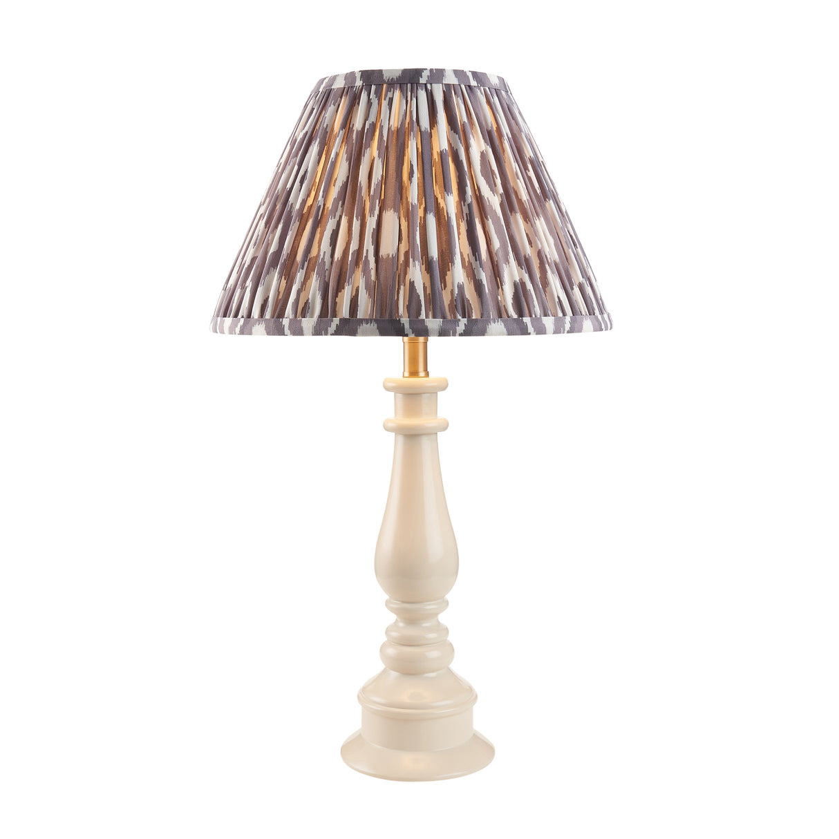 Gloss White Myrtle & Ikat 30cm Pearl grey shade - Comet Lighting