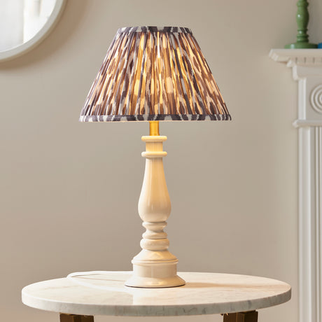 Gloss White Myrtle & Ikat 30cm Pearl grey shade - Comet Lighting