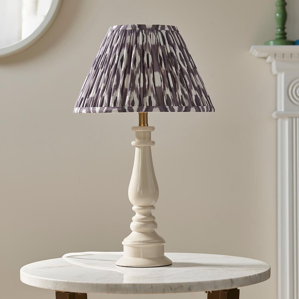 Gloss White Myrtle & Ikat 30cm Pearl grey shade - Comet Lighting