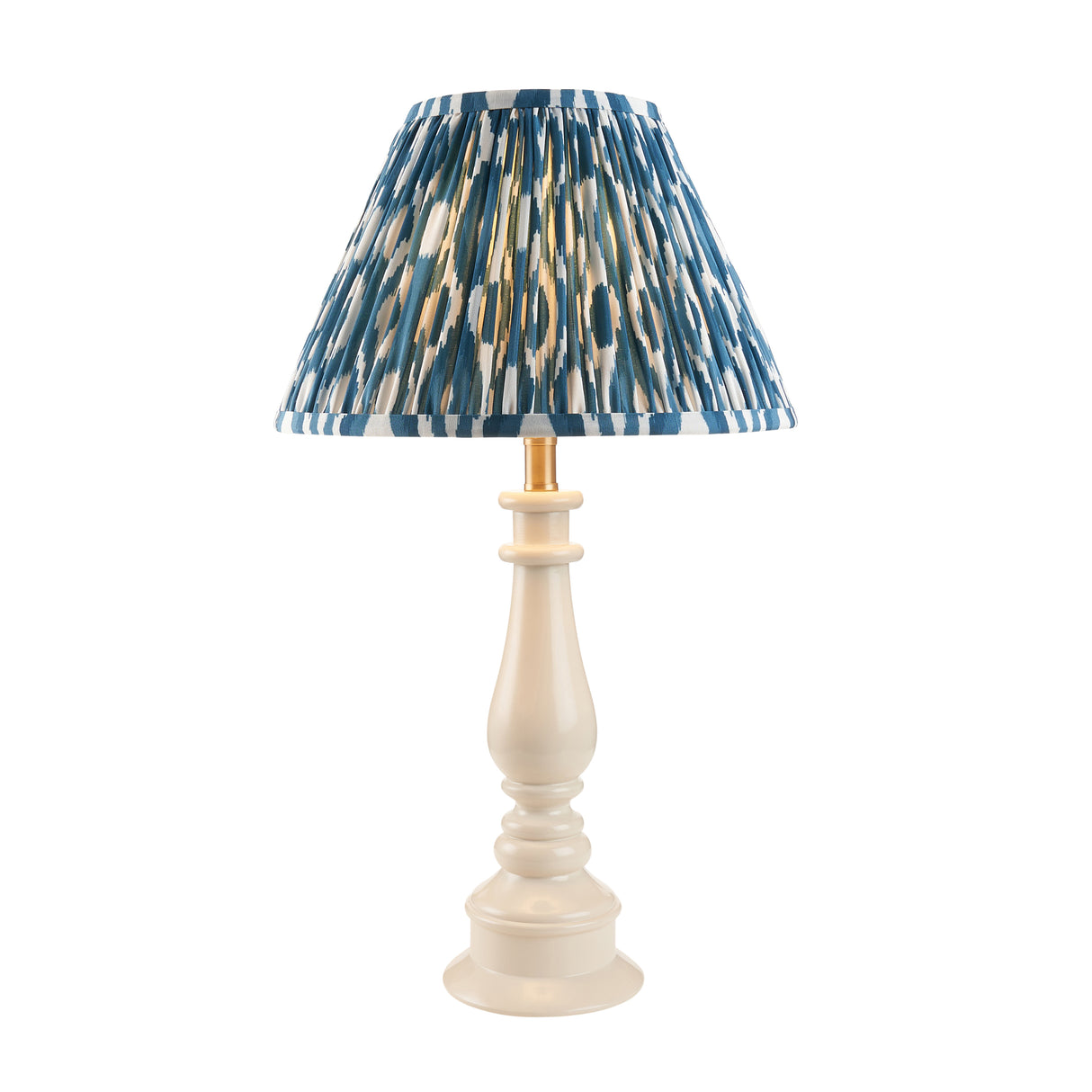 Gloss White Myrtle & Ikat 30cm Marlin blue shade - Comet Lighting