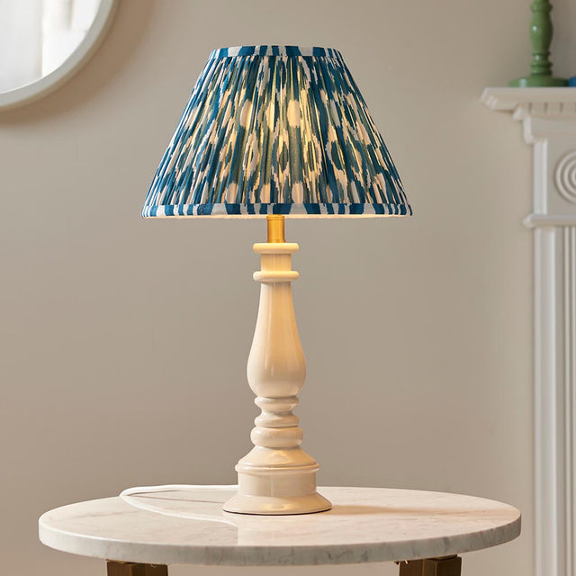 Gloss White Myrtle & Ikat 30cm Marlin blue shade - Comet Lighting
