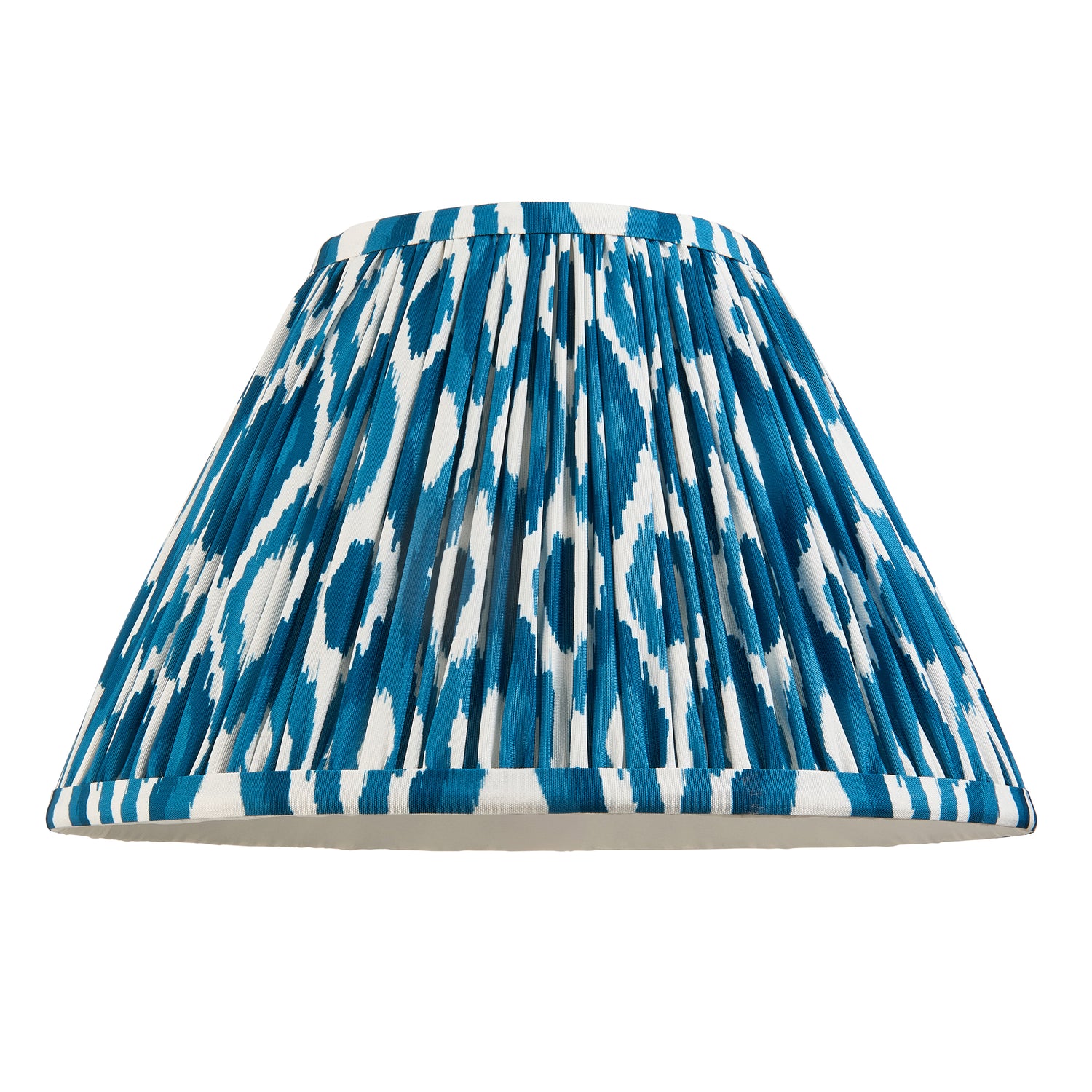 Gloss White Myrtle & Ikat 30cm Marlin blue shade - Comet Lighting