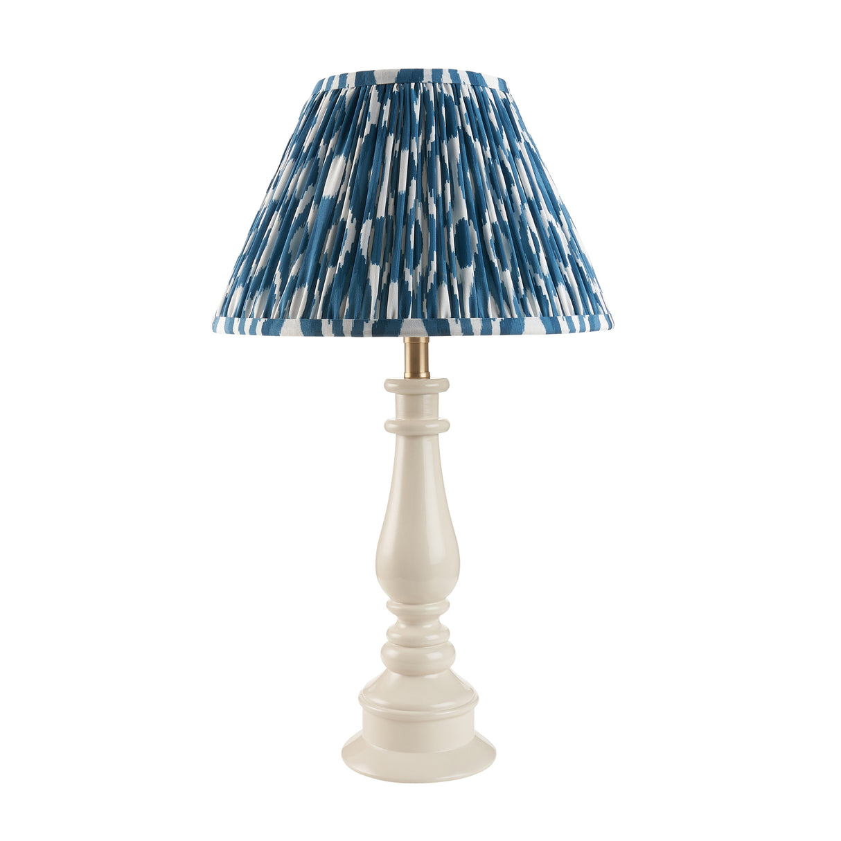 Gloss White Myrtle & Ikat 30cm Marlin blue shade - Comet Lighting