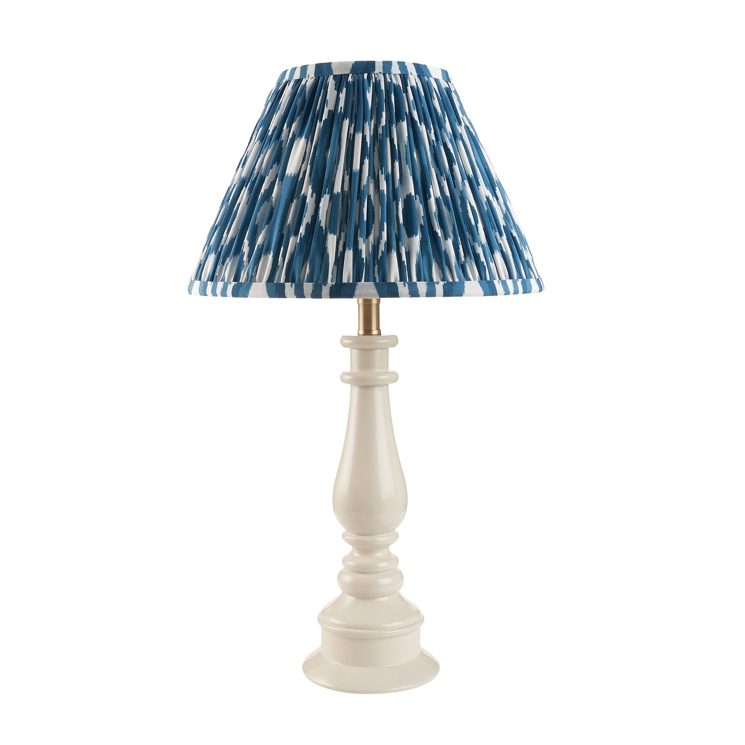 Gloss White Myrtle & Ikat 30cm Marlin blue shade - Comet Lighting