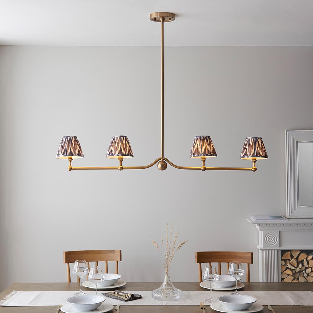 Santiago & Zigzag 16cm Pearl grey shade 4Lt Pendant - Comet Lighting