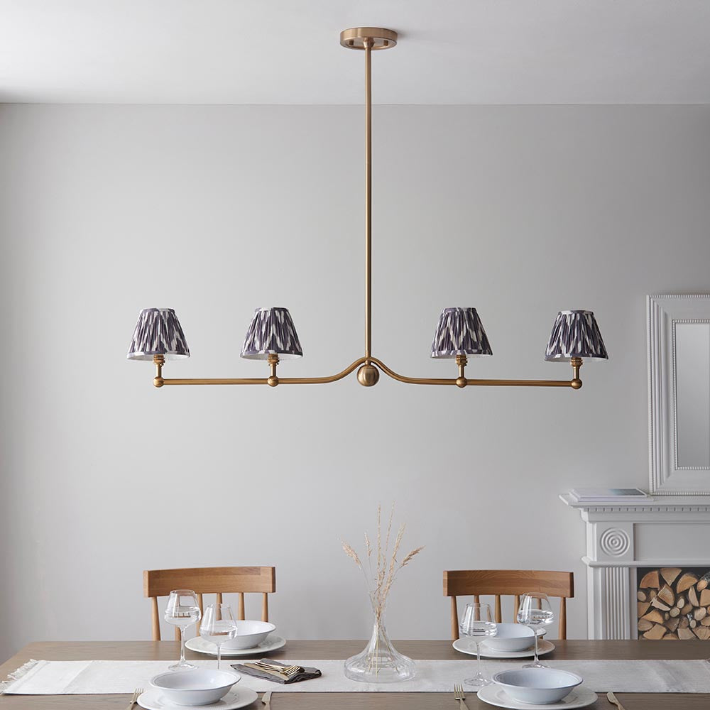 Santiago & Zigzag 16cm Pearl grey shade 4Lt Pendant - Comet Lighting