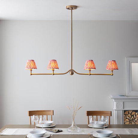 Santiago & Ikat 16cm Coral pink shade 4Lt Pendant - Comet Lighting