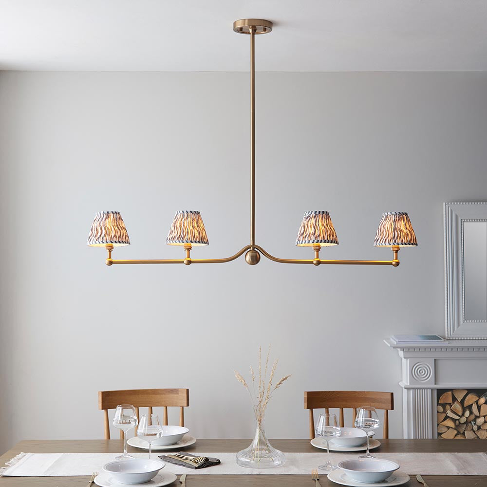 Santiago & Ripple 16cm Pearl grey shade 4Lt Pendant - Comet Lighting