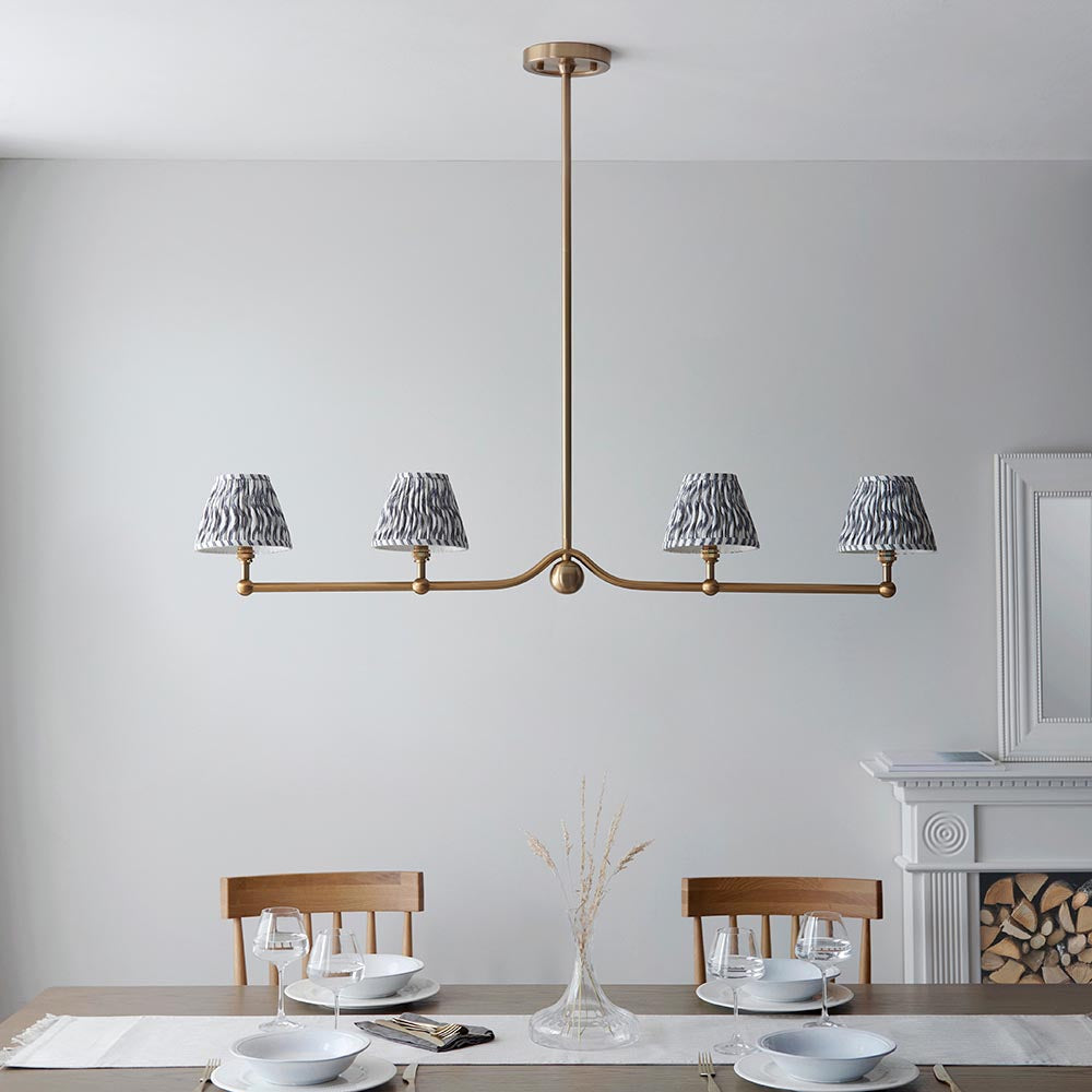 Santiago & Ripple 16cm Pearl grey shade 4Lt Pendant - Comet Lighting