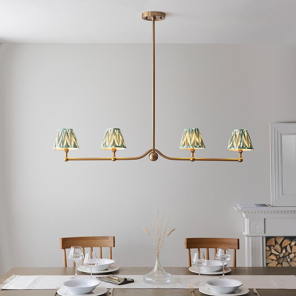 Santiago & Zigzag 16cm Cotswold green shade 4Lt Pendant - Comet Lighting