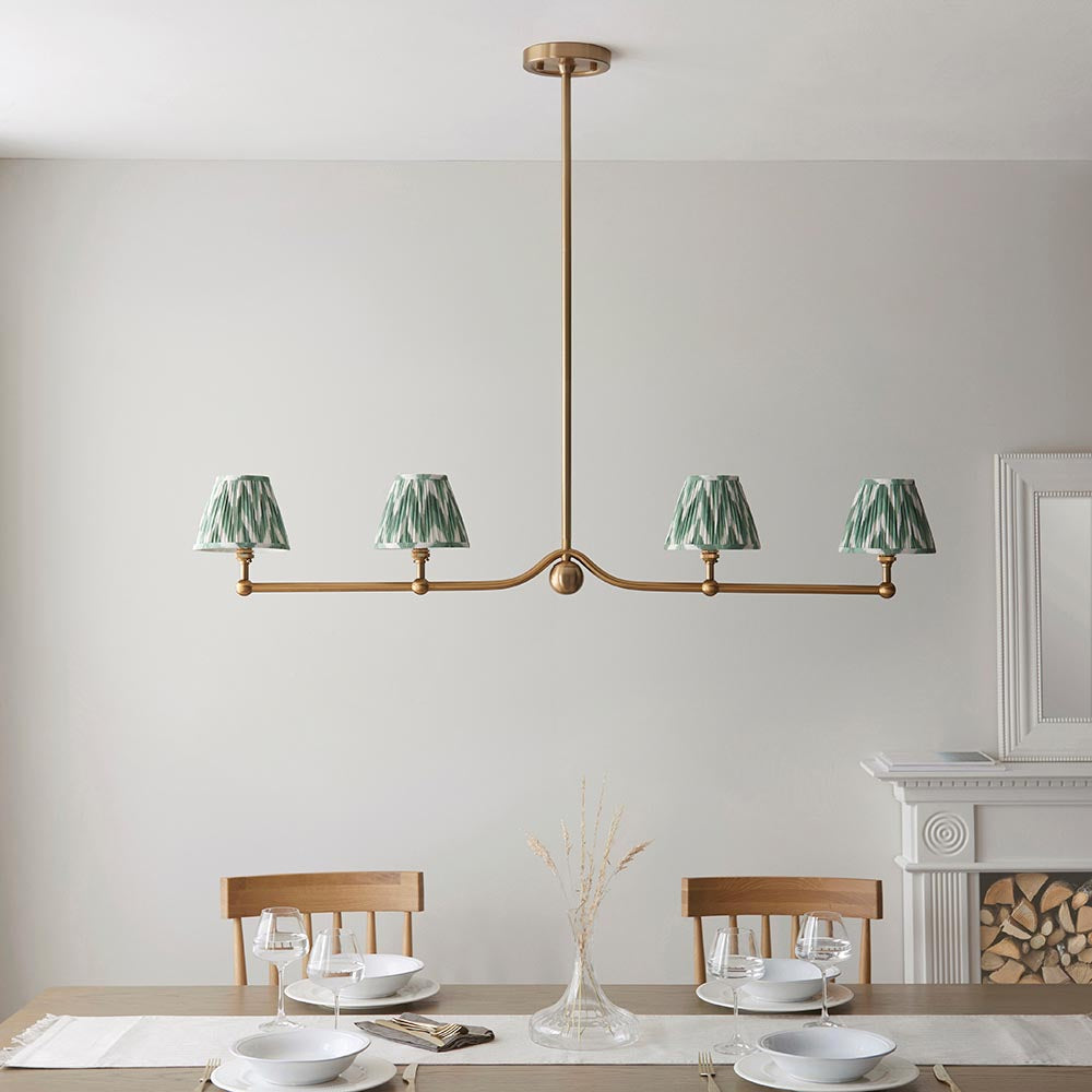 Santiago & Zigzag 16cm Cotswold green shade 4Lt Pendant - Comet Lighting