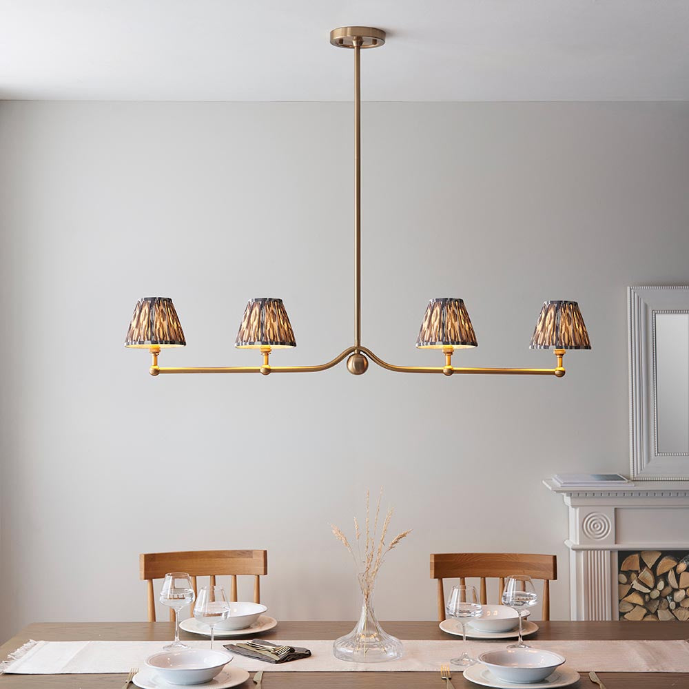 Santiago & Ikat 16cm Pearl grey shade 4Lt Pendant - Comet Lighting