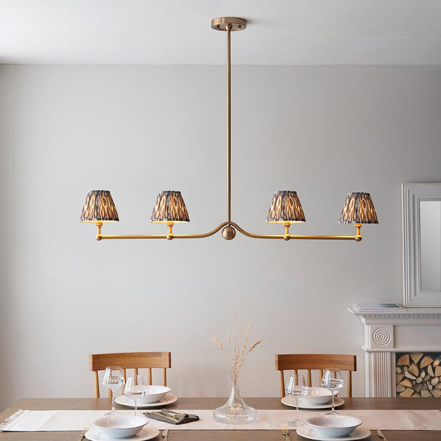 Santiago & Ikat 16cm Pearl grey shade 4Lt Pendant - Comet Lighting