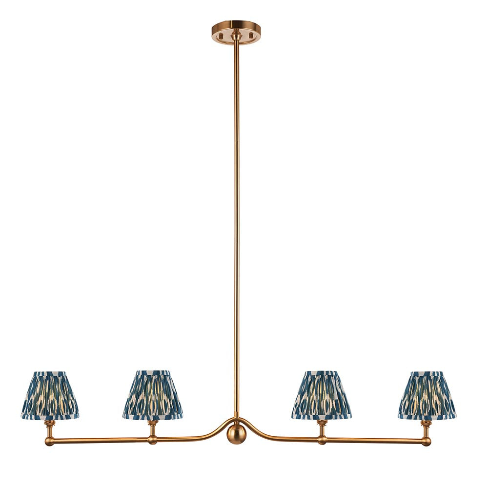 Santiago & Ikat 16cm Marlin blue shade 4Lt Pendant - Comet Lighting